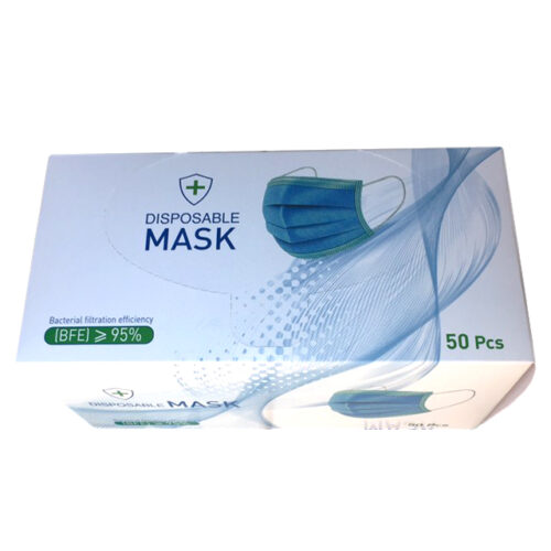 Disposable Face Masks, Triple Layer - Box of 50