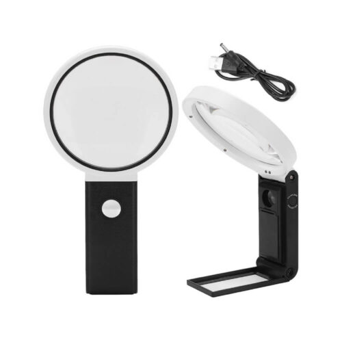 Folding jewellers magnifying glass for pocket watches 10x and 25x with LED and UV