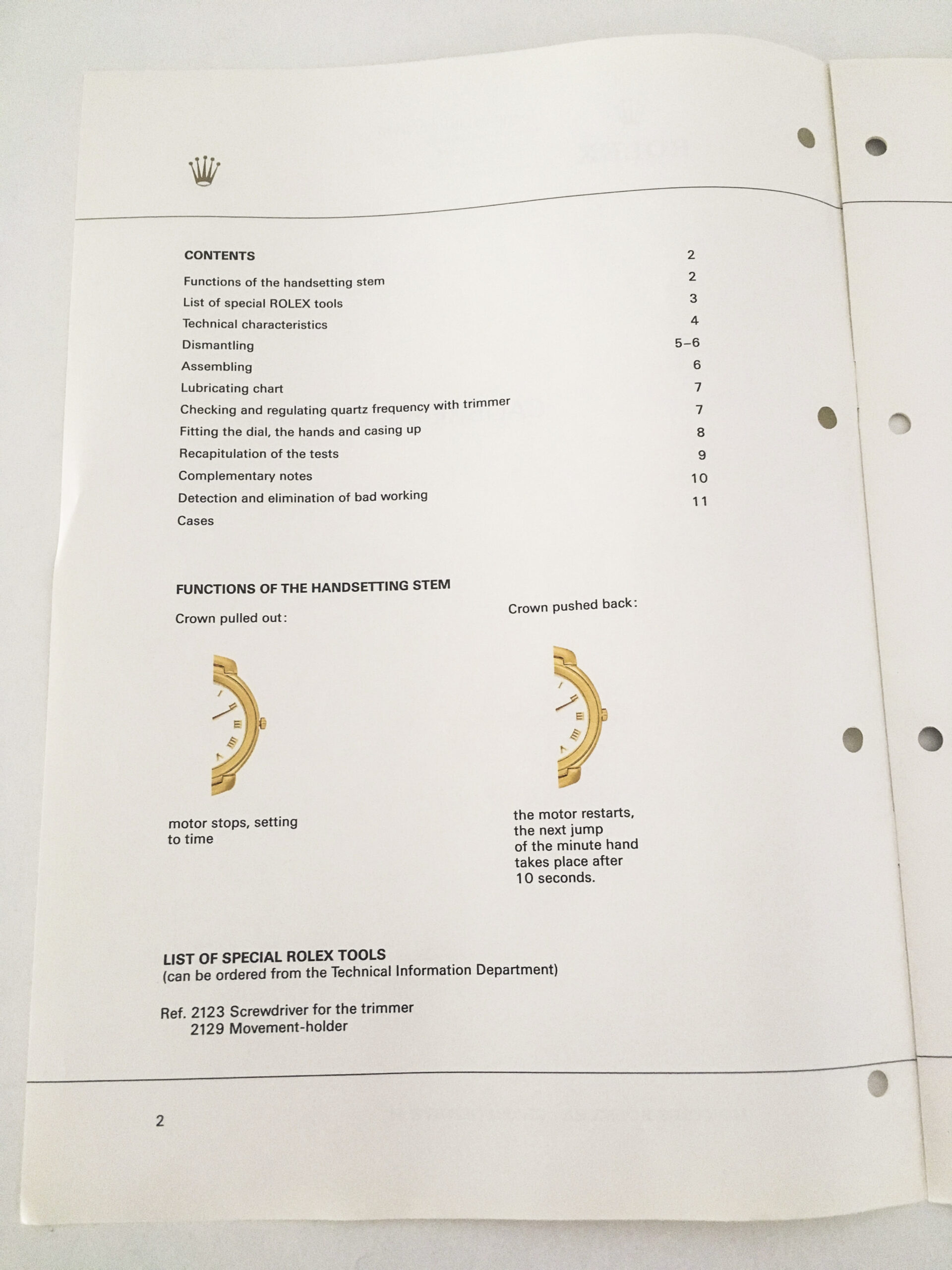 Genuine Rolex Quartz caliber 6620 Technical Infomation Service Catalog - Image 2