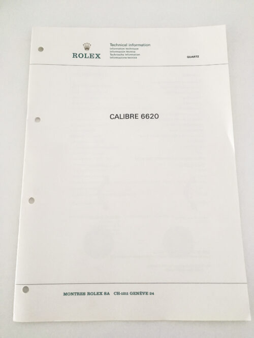 Genuine Rolex Quartz caliber 6620 Technical Infomation Service Catalog