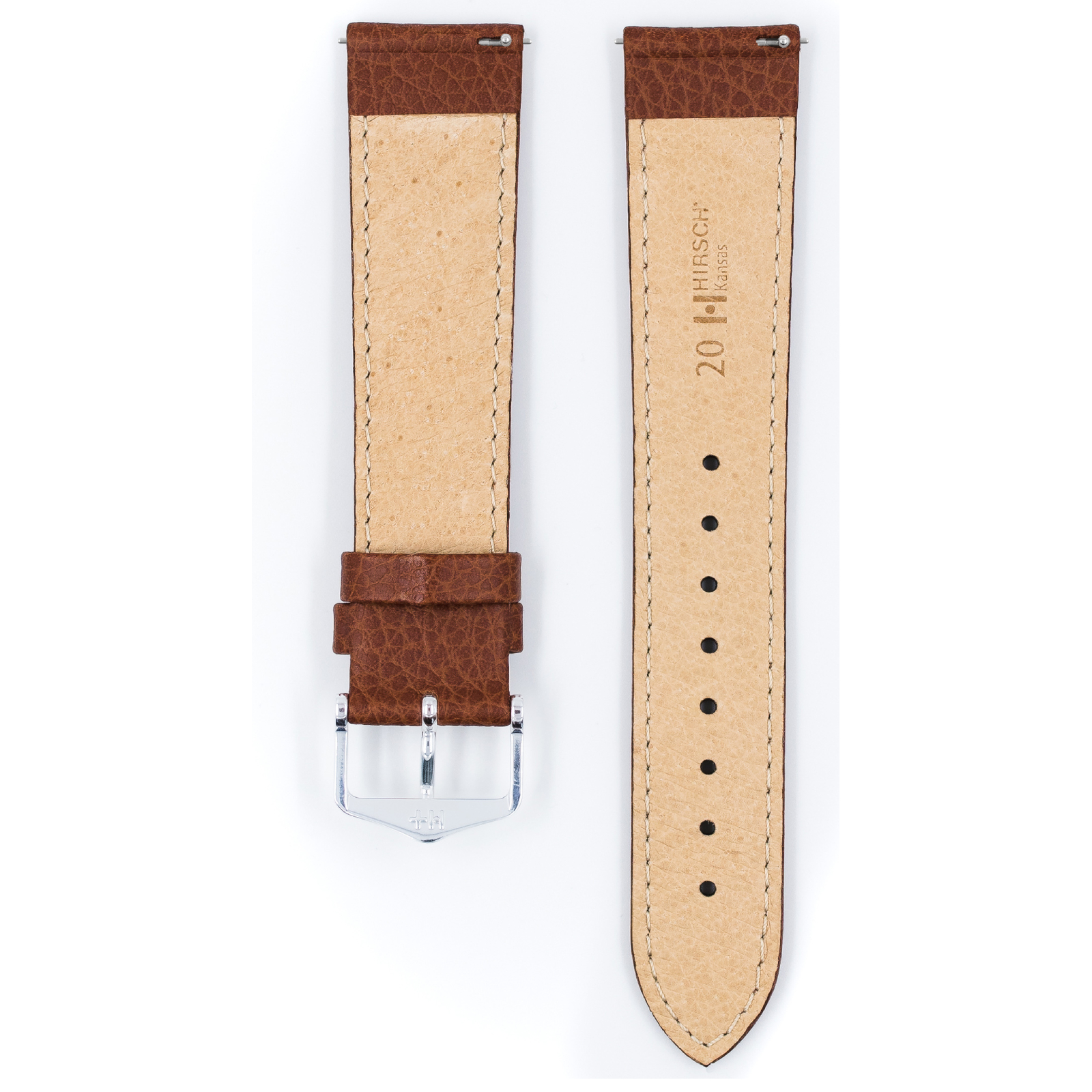 Hirsch Kansas Golden brown Buffalo calf leather watch strap 18 mm 01502070-2-18 - Image 3