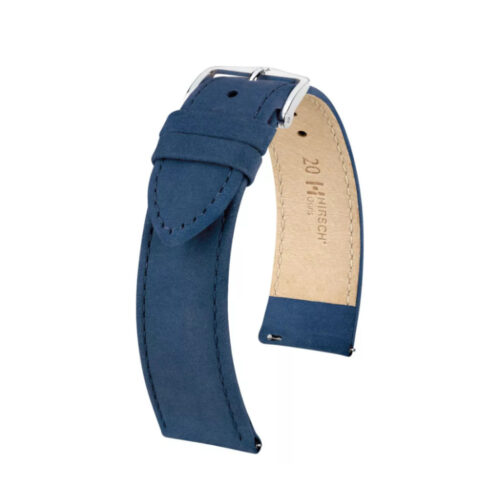 Hirsch Osiris Nubuk blue watch strap 18/16 mm 03433180-2-18