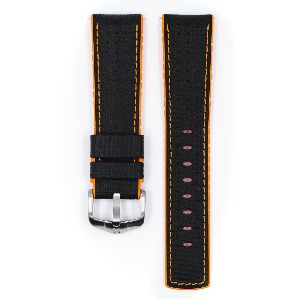 Hirsch Robby L black and orange calf leather watch strap 22 mm 0917694050-4-22 - Image 2
