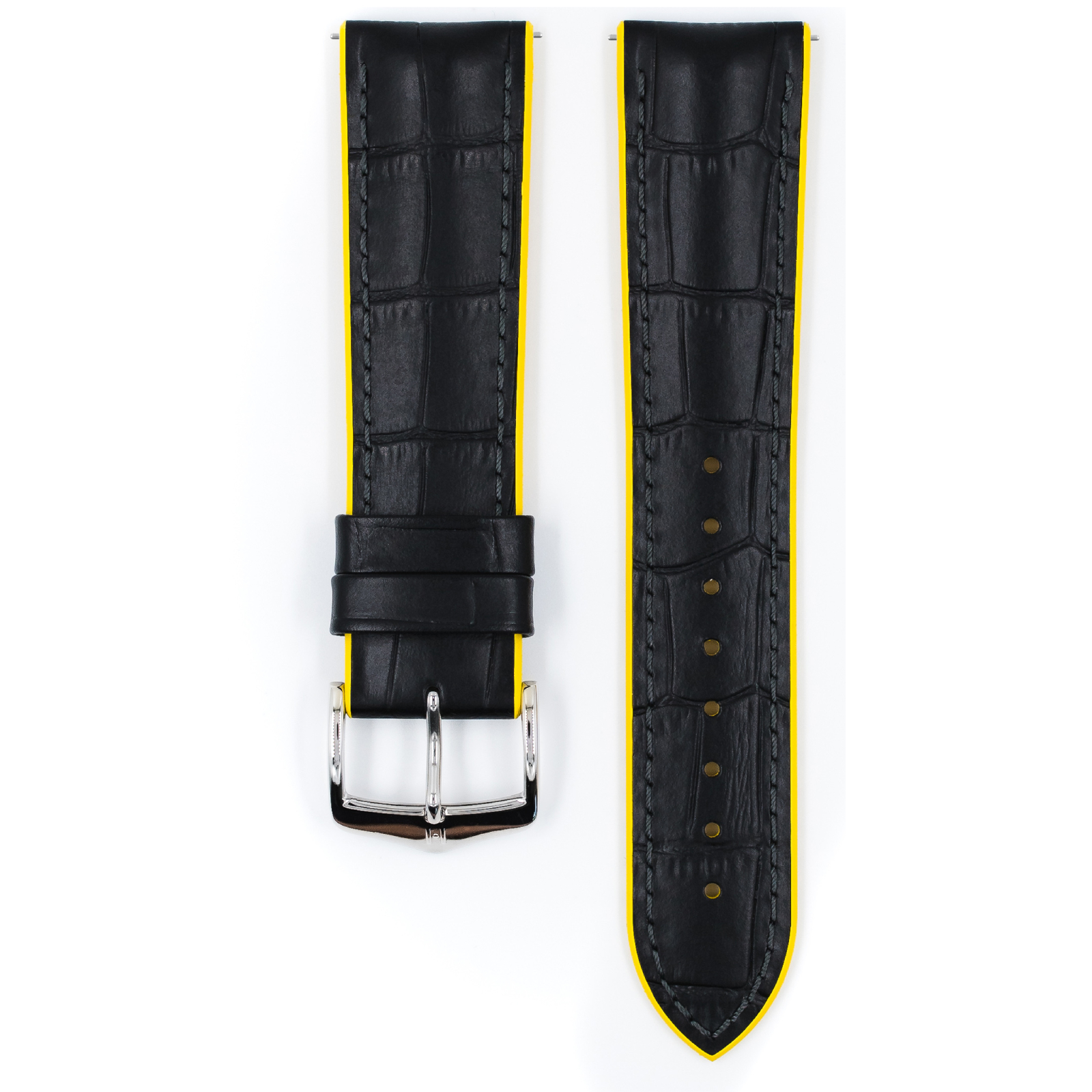 Hirsch watch leather strap Andy L yellow 20mm alligator embossing 0927228050-2-20 - Image 2