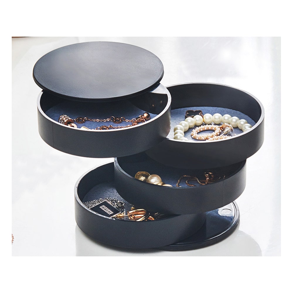 Jewellery Box Organiser - Round Pull-Out Box, black - Image 4