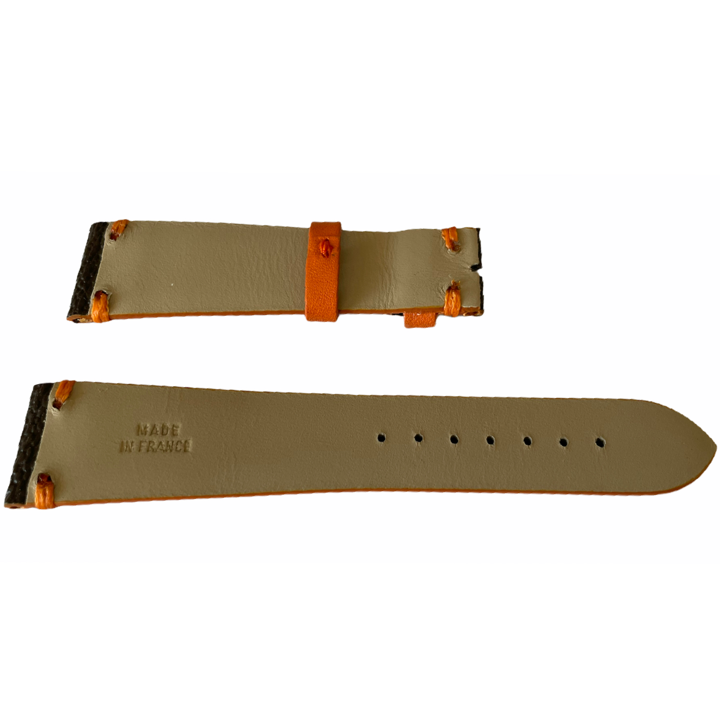 Louis Vuitton monogram leather strap for watches brown & orange 20mm - Image 2