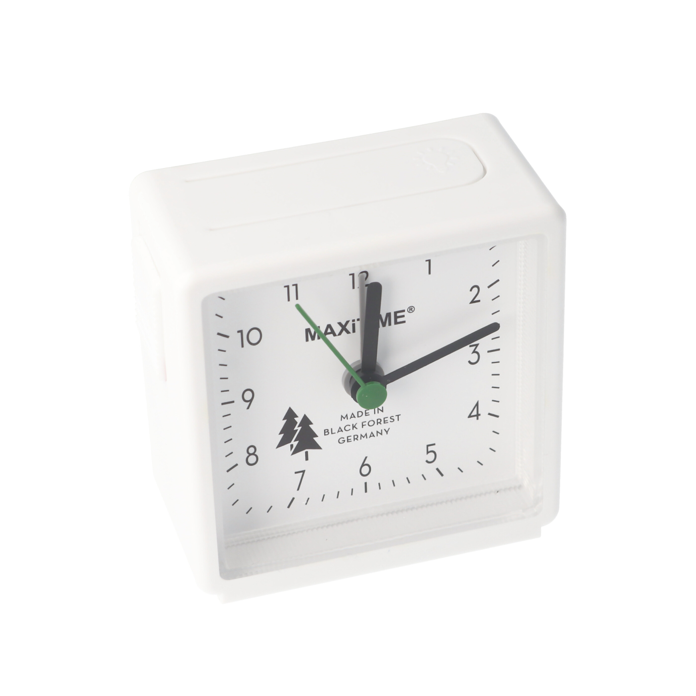 Maxitime Black Forest quartz alarm clock with light and snooze button, housing white, white dial - Image 2