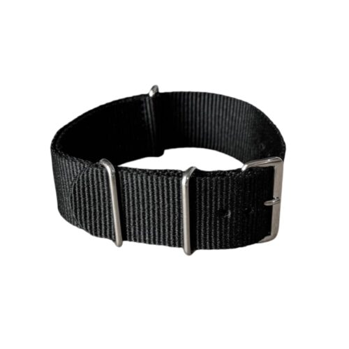 Nylon watch NATO strap black, 22mm