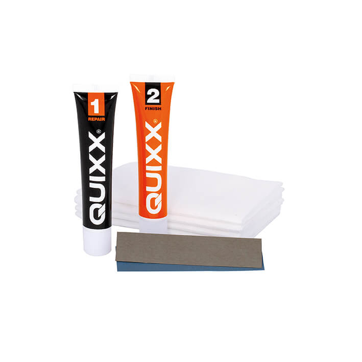 QUIXX Paint Scratch Remover Kit (Ref. 00070) – 2-Step Repair System with Repair No.1 + Finish No.2, Polishing Cloths & 3000-Grit Sandpaper, Made in Germany - Image 3