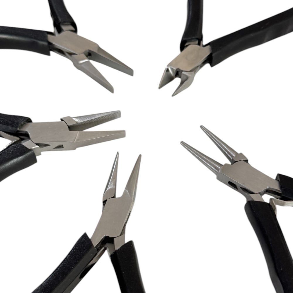 Set of 5 of pliers for jewelers and watchmakers, 130 mm