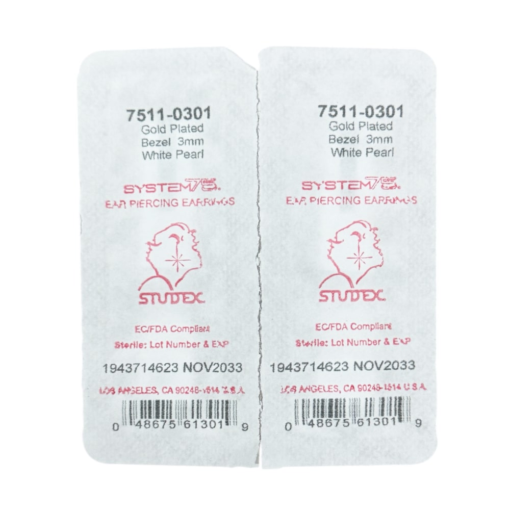 Studex Gold-Plated Earrings ball with Pearl, 3mm 7511-0301 - Image 3