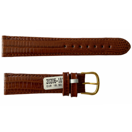 Bonflair Teju Lizard Leather Watch Strap – Brown (18mm) with Gold Tone Buckle