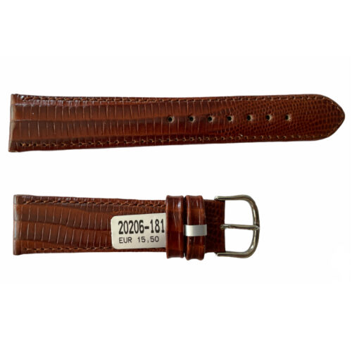 Teju Lizard leather strap for watches in brown 18 mm silver tone buckle
