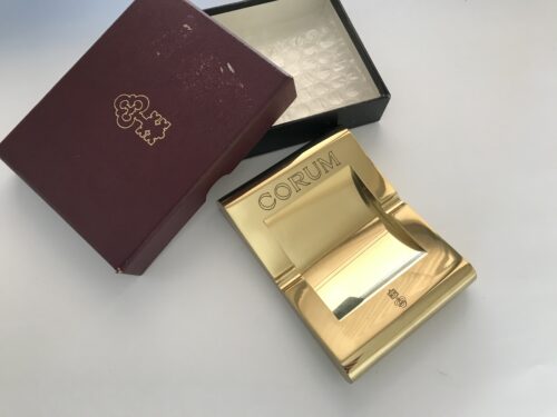 New vintage Corum gold ashtray with box