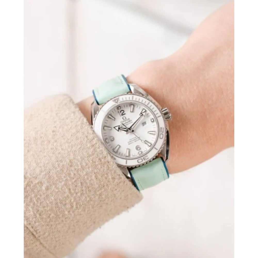 Hirsch LINDSEY light blue, Tiffany leather & rubber watch strap 18mm 0928302181-2-18 - Image 5