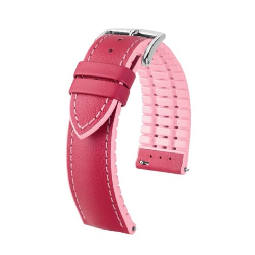 Hirsch LINDSEY pink, rose ladies leather & rubber watch strap 18mm 0922202125-2-18