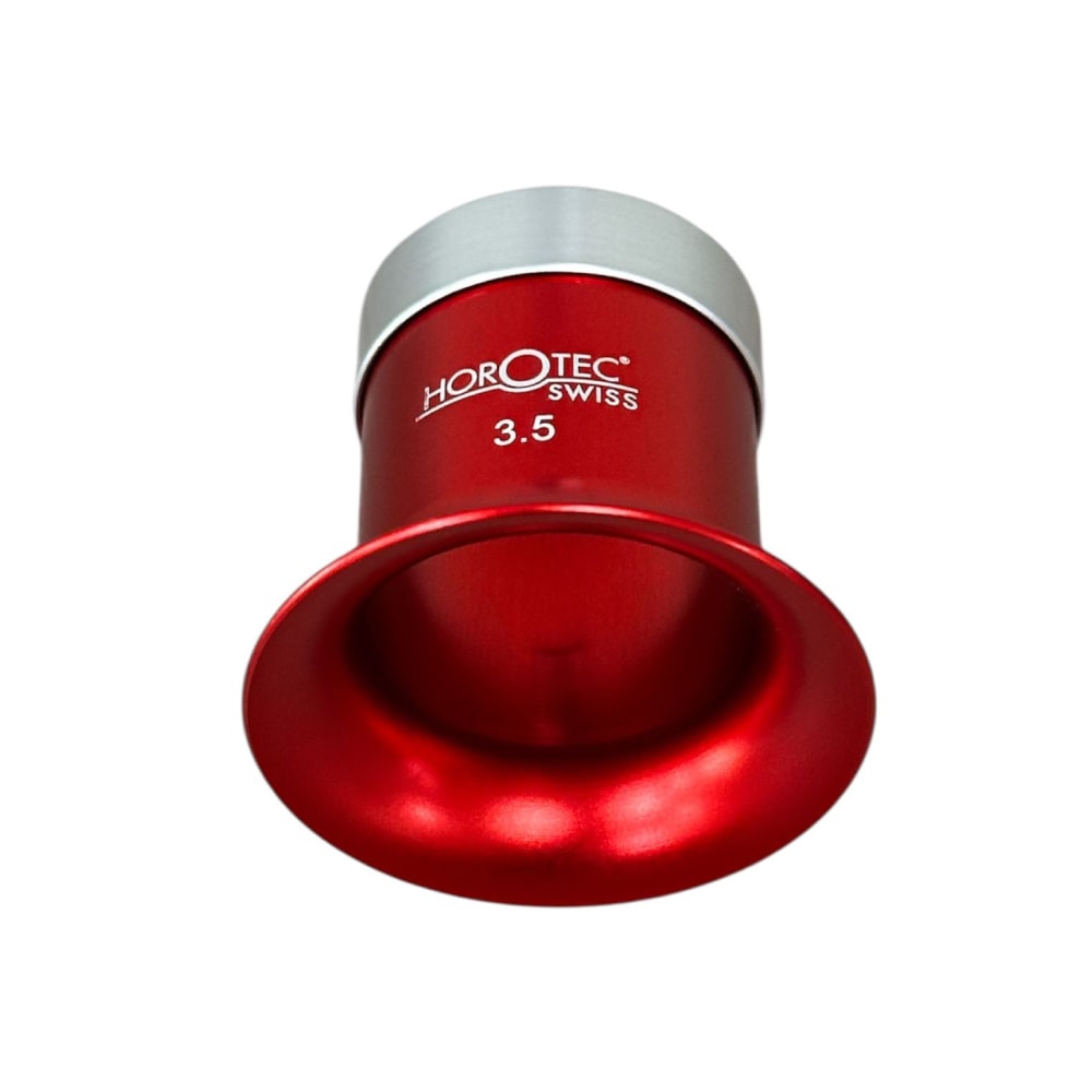 Horotec MSA 00.031-3.5 Eyeglass Loupe in Aluminium Anodised Red with Screwed Ring x2.8 - Image 4