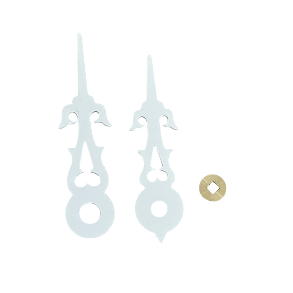 Set of Hands for Cuckoo Clocks – 40 mm, White, with Brass Bushes
