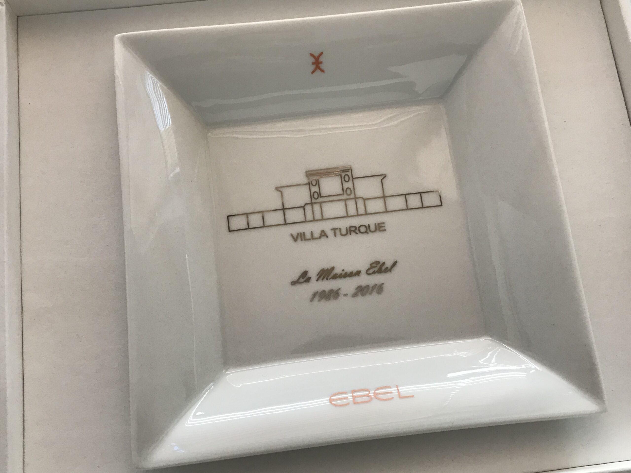 New Ebel watch ashtray with box and paper with Ebel history