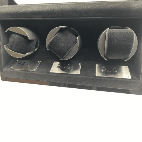 Augusta Luxury Watch Winder for 3 Watches - Carbon Look, Black