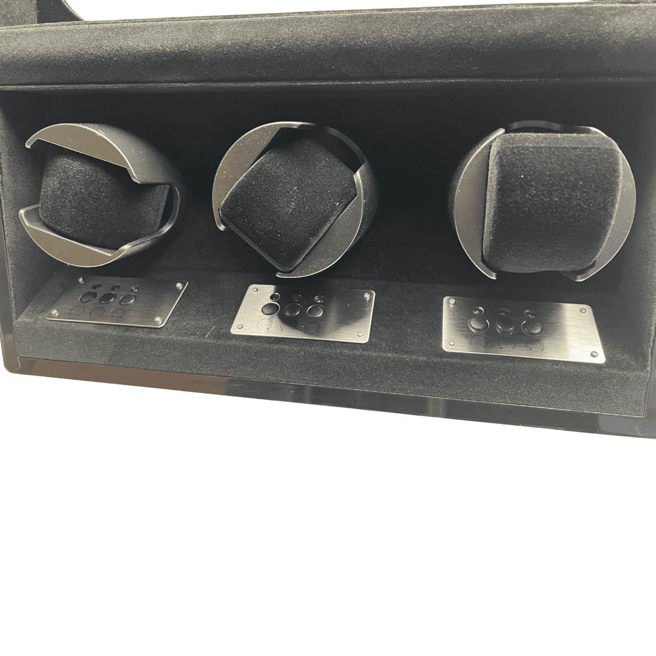 Augusta Luxury Watch Winder for 3 Watches - Carbon Look, Black
