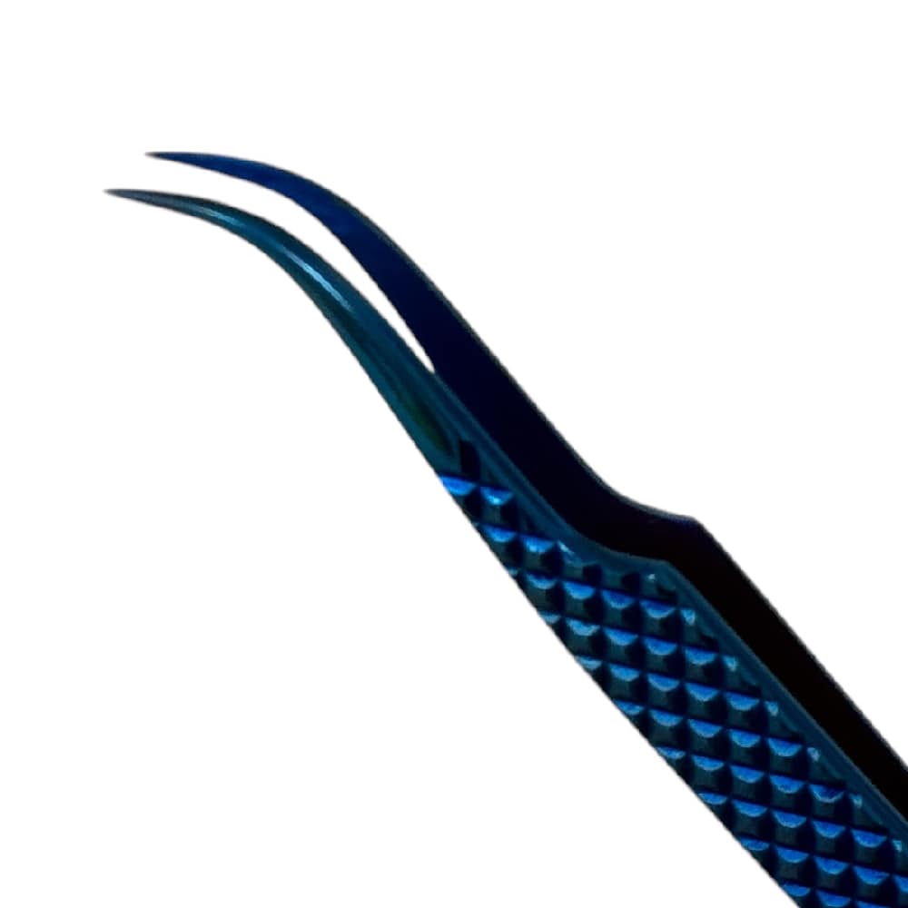 Buzzufy C13 curved blue tweezer, non-magnetic for watchmakers and jewellers, 125mm - Image 2
