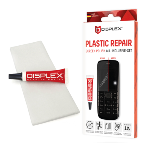 DISPLEX Scratch Repair Paste, Plastic Display Polish for Phones Tablets and Consoles, Removes Scratches and Restores Clarity, Easy Hand Polishing, Plastic Repair Screen Polish All-Inclusive Set