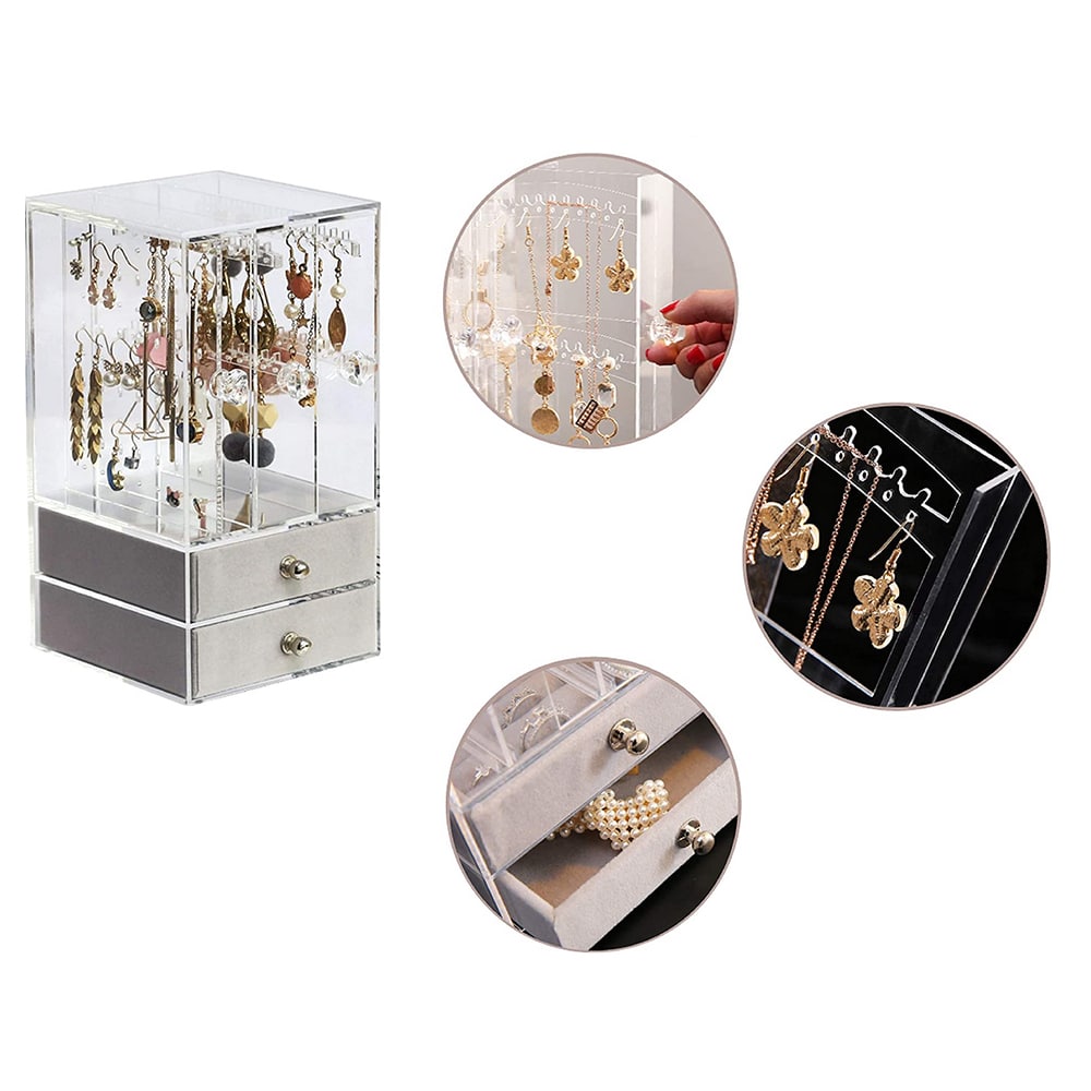 Gugita Elegant Transparent Grey Jewellery Organiser and Display Box - Image 5