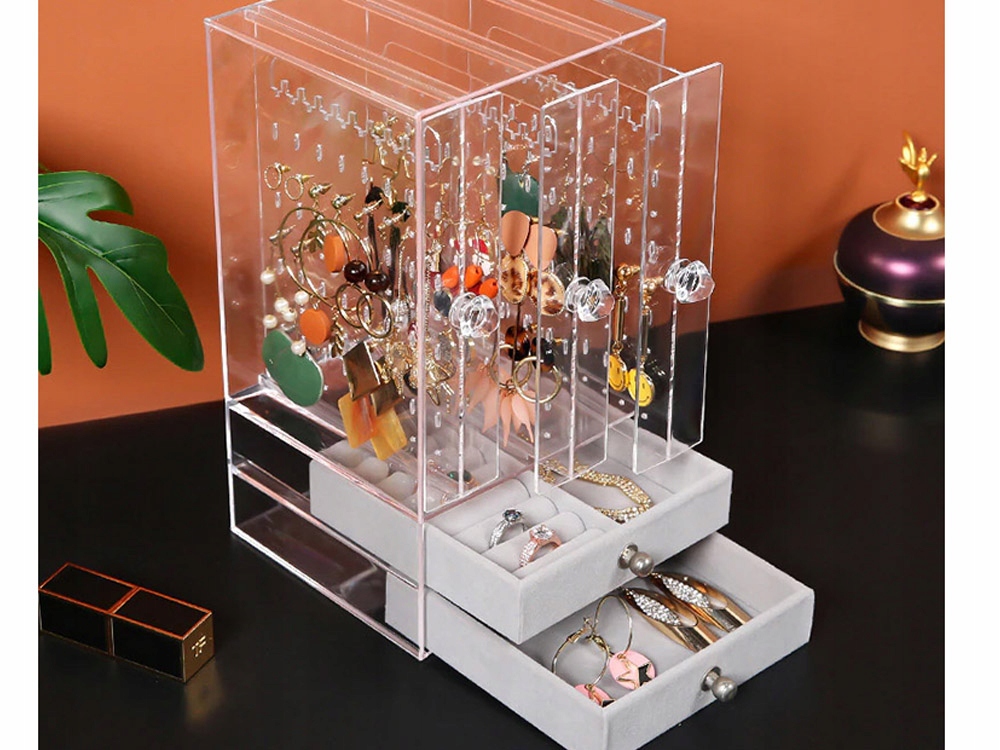 Gugita Elegant Transparent Grey Jewellery Organiser and Display Box - Image 8