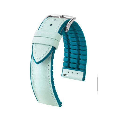 Hirsch LINDSEY light blue, Tiffany leather & rubber watch strap 20mm 0928302181-2-20