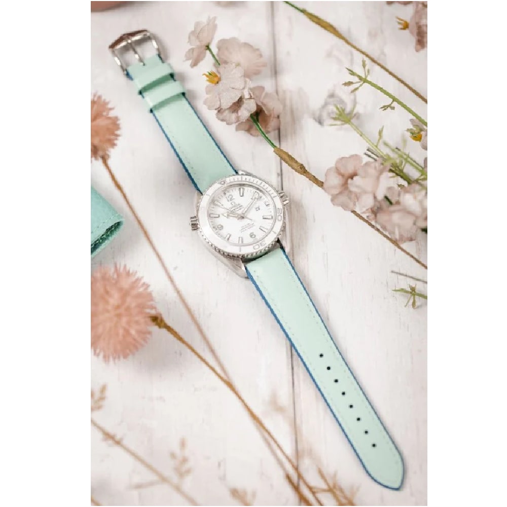 Hirsch LINDSEY light blue, Tiffany leather & rubber watch strap 20mm 0928302181-2-20 - Image 3