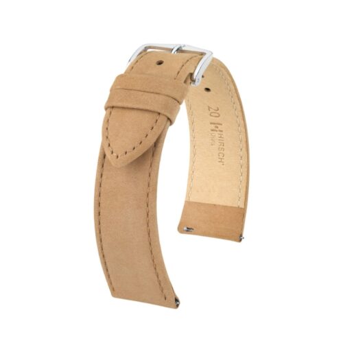 Hirsch Osiris Nubuk beige calf leather watch strap, 18 mm, 03433090-2-18