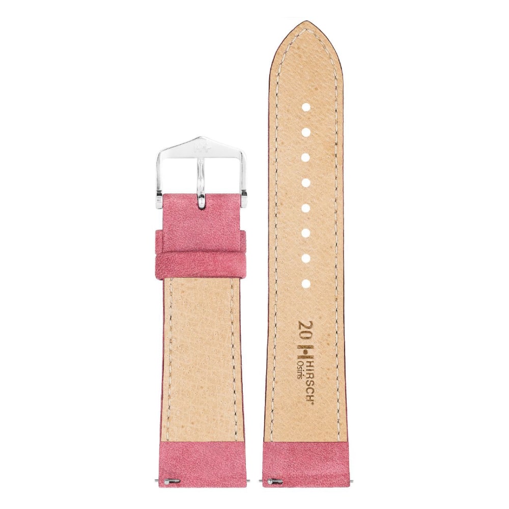 Hirsch Osiris Nubuk dark pink calf leather lady watch strap, 22 mm, 03433060-2-22 - Image 2