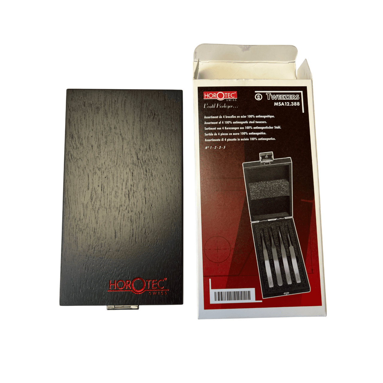 Horotec MSA12.388 Antimagnetic Tweezers Set No.1 2 3 5 904L Steel Wooden Box - Image 5
