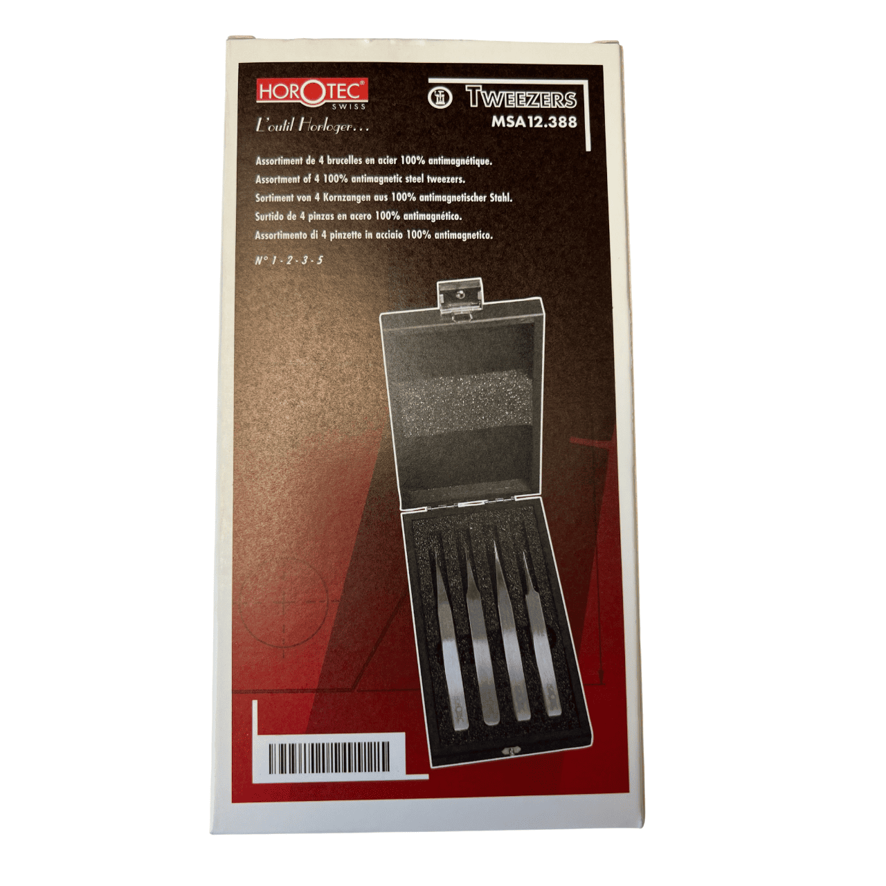 Horotec MSA12.388 Antimagnetic Tweezers Set No.1 2 3 5 904L Steel Wooden Box - Image 3