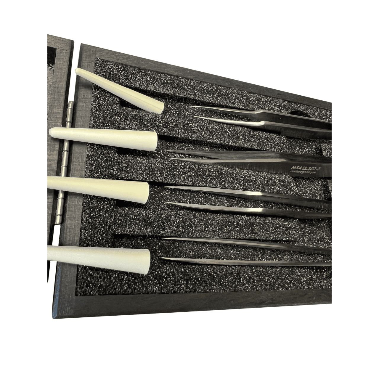 Horotec MSA12.388 Antimagnetic Tweezers Set No.1 2 3 5 904L Steel Wooden Box - Image 10