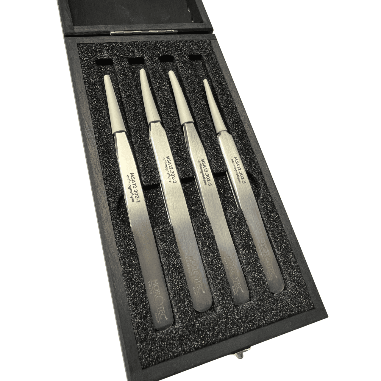 Horotec MSA12.388 Antimagnetic Tweezers Set No.1 2 3 5 904L Steel Wooden Box - Image 8
