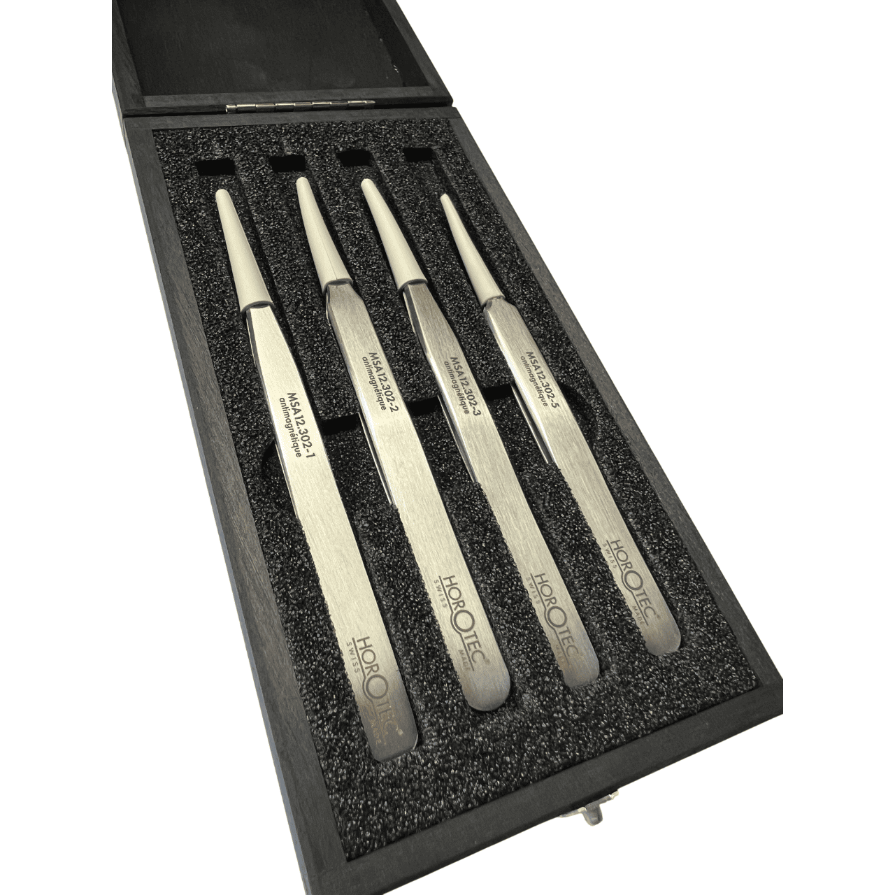 Horotec MSA12.388 Antimagnetic Tweezers Set No.1 2 3 5 904L Steel Wooden Box - Image 7