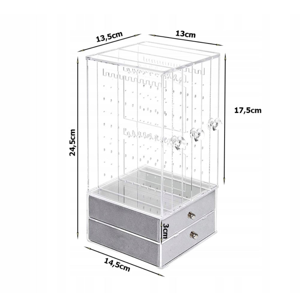 Gugita Elegant Transparent Grey Jewellery Organiser and Display Box - Image 6