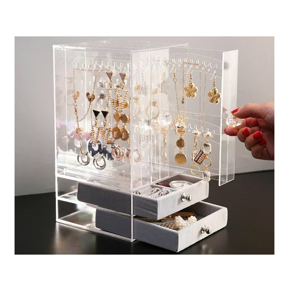 Gugita Elegant Transparent Grey Jewellery Organiser and Display Box - Image 2