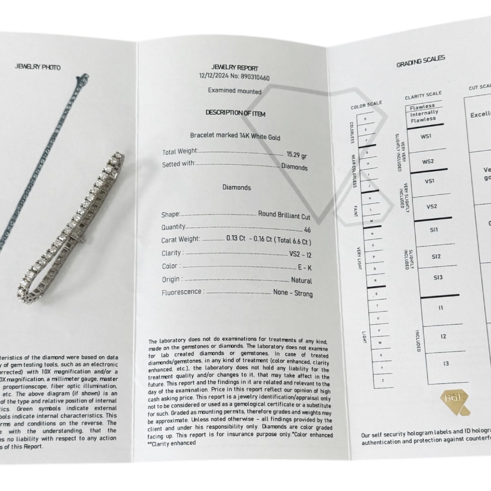 New Tennis bracelet 14k white gold with natural diamonds 6.6 ct, 15.29 gr. - Image 4