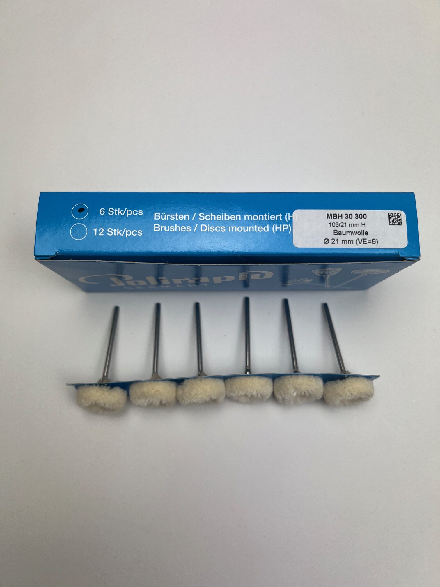 Polirapid Round Cotton Polishing Brushes, Mounted Disc, 21 mm, 6 Pack, By Polirapid in Germany - Image 5