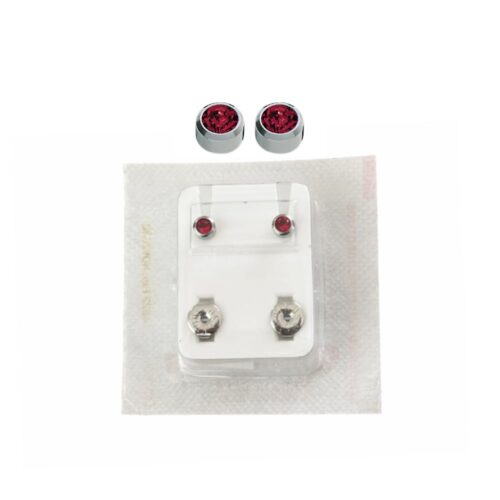 Studex Oval Children's Earrings with Red Stones, 3.95 mm