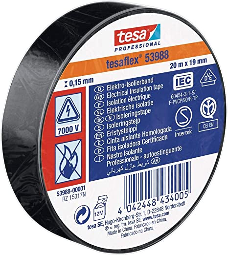 Tesa Professional Tesaflex Black Electrical Insulating Tape 20m x 19mm