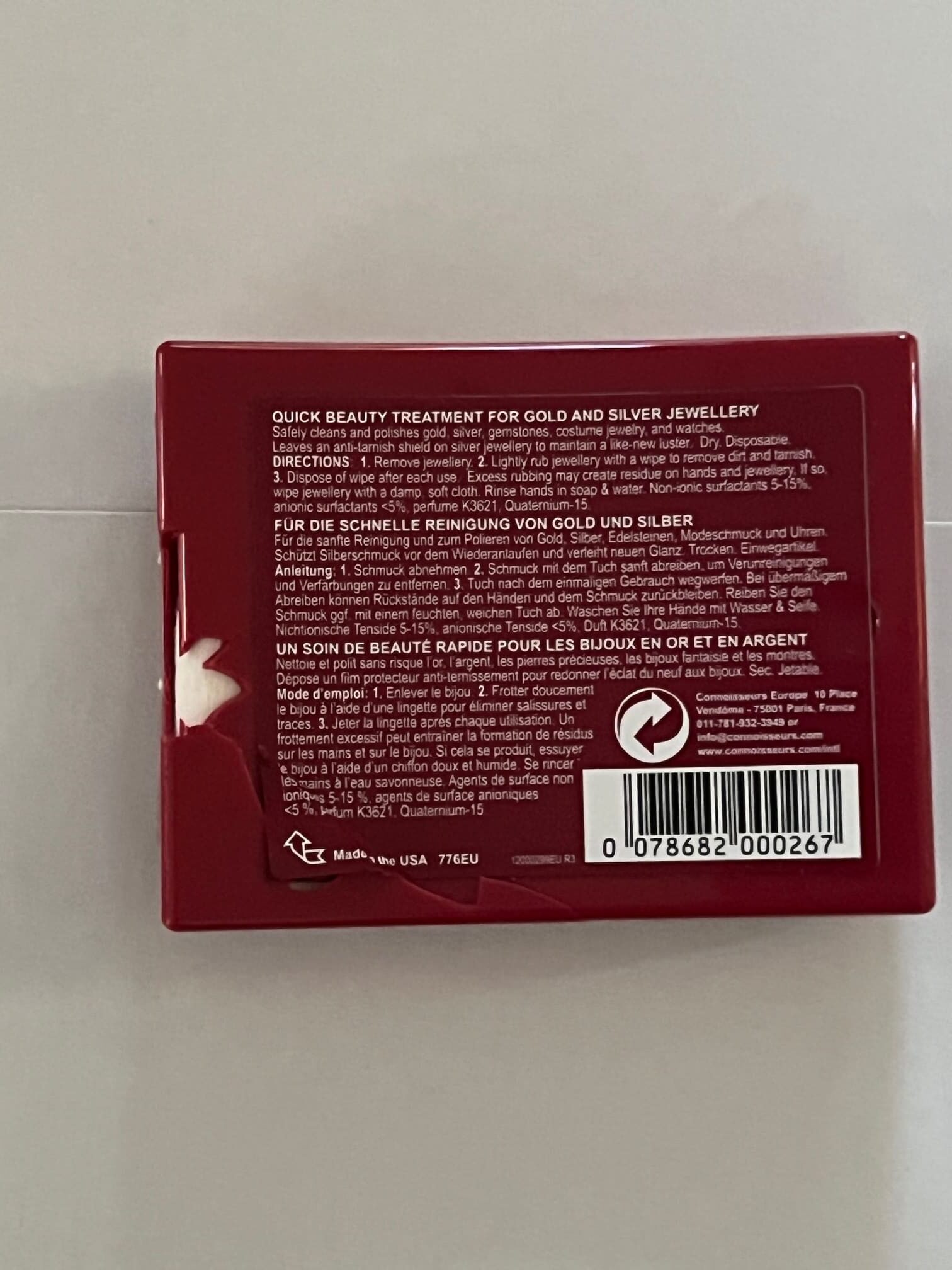 Damaged packaging: Connoisseurs Jewellery Wipes - Dry Cleaning Cloths for Gold, Platinum, and Diamonds - Image 3