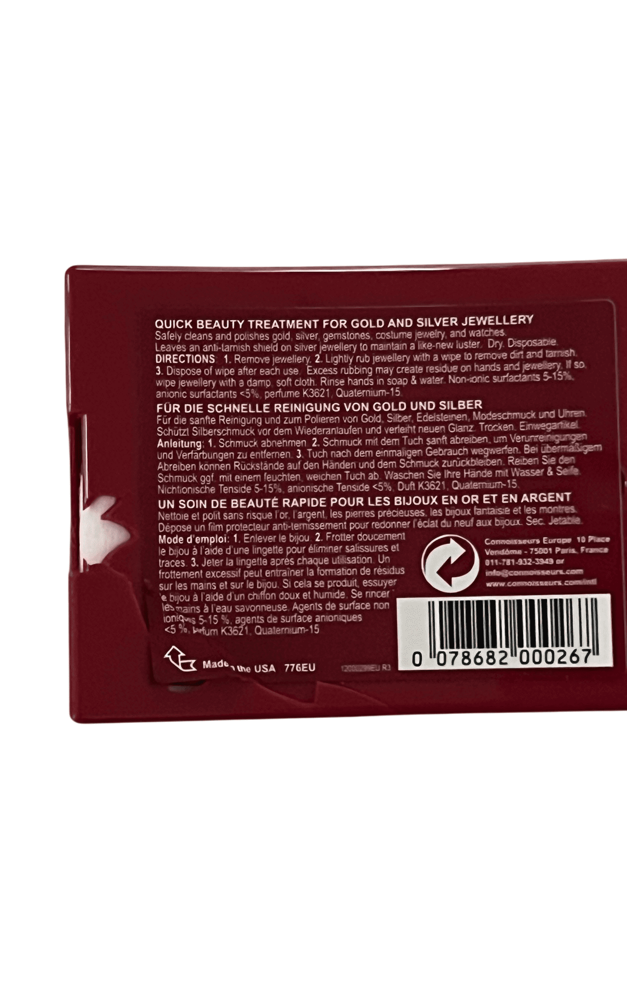 Damaged packaging: Connoisseurs Jewellery Wipes - Dry Cleaning Cloths for Gold, Platinum, and Diamonds - Image 4