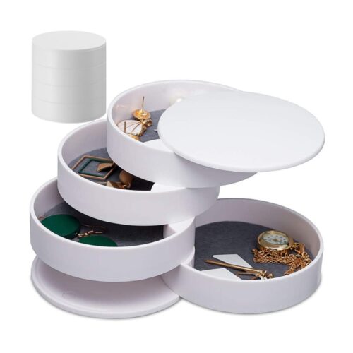 Gugita Round Jewellery Box Organiser with Pull-Out Compartments
