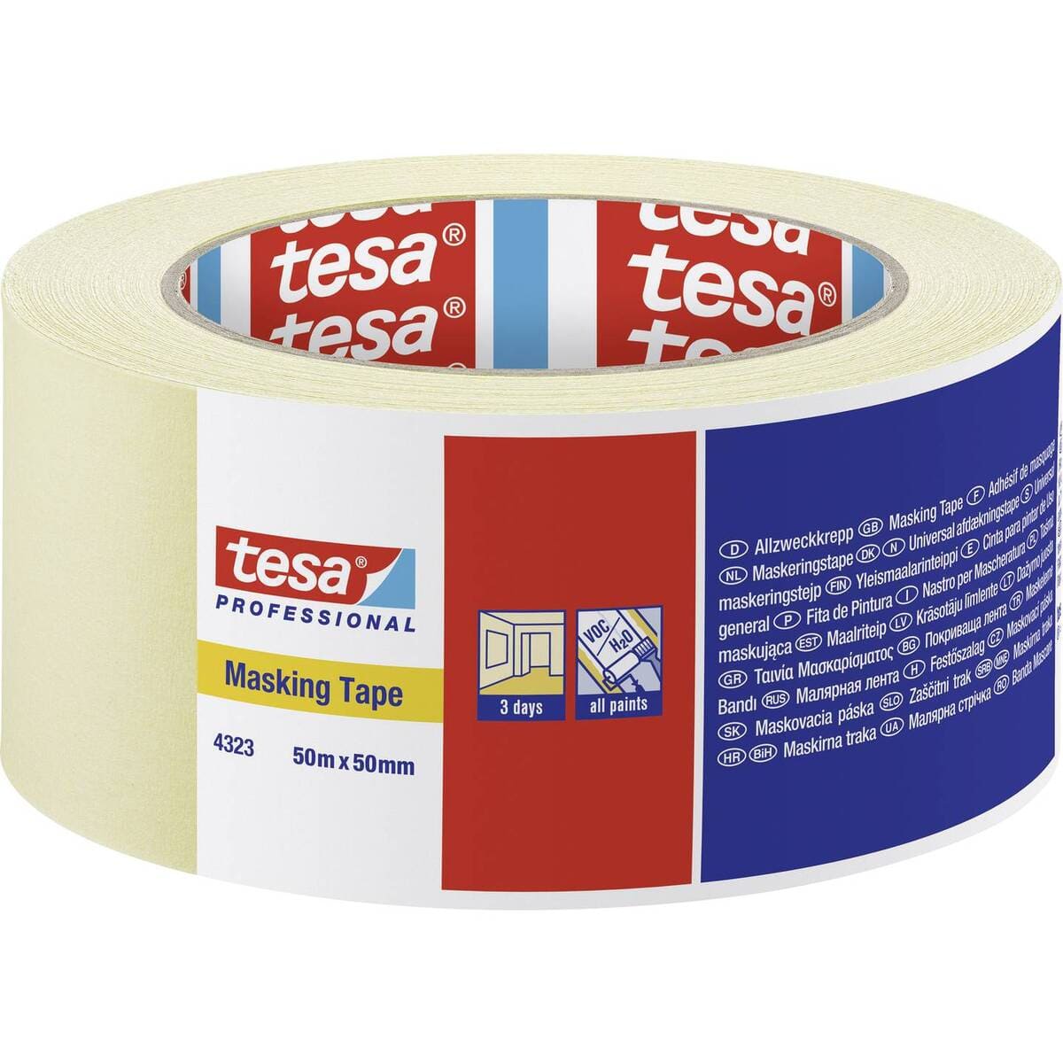 Tesa 4323 Beige Masking Tape, 50 mm x 50 m