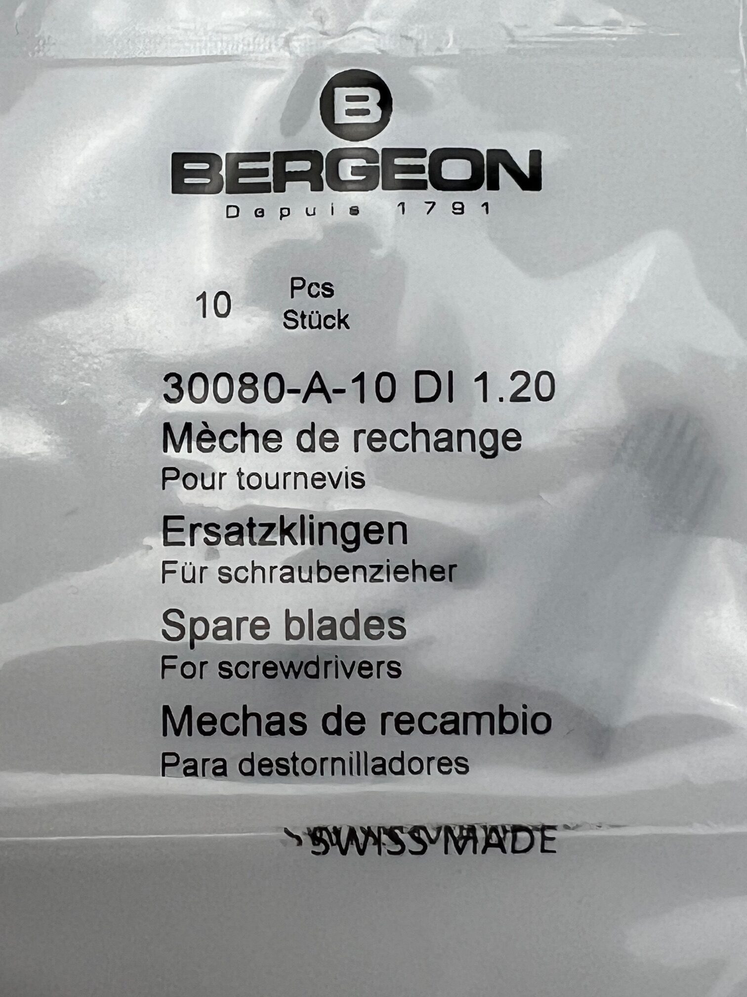 Bergeon 30080-A-10 DI 1.20 Replacement Screwdriver Blades - Pack of 10 - Image 7