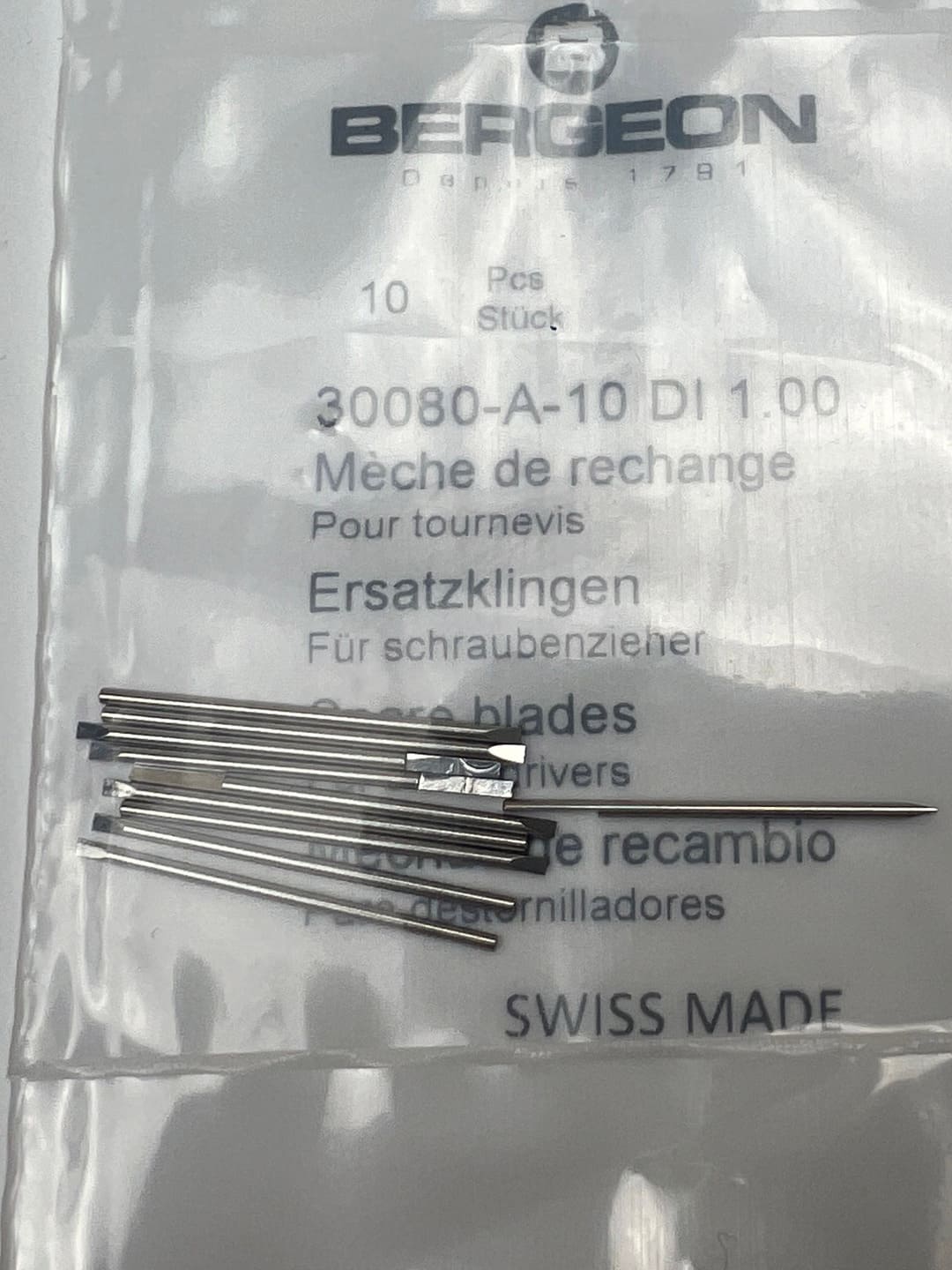 Bergeon 30080-A-10 DI 1.00 Precision Steel Screwdriver Blades - Pack of 10 - Image 7